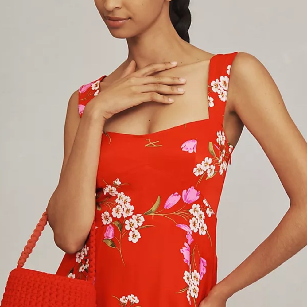 *Anthropologie* Maeve Red Floral Dress - Picture 2 of 8